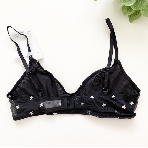 NWT DKNY Black Metallic Star Print Mesh Bralette - Picture 6 of 7